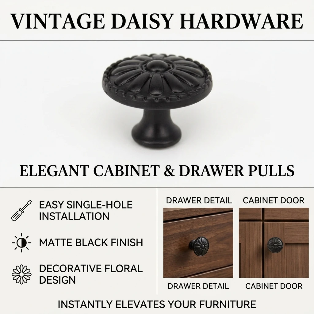 Retro Daisy Single Hole Cabinet Pull Modern Minimalist Drawer Handle For Furniture
Retro Daisy Single Hole Cabinet Pull Modern Minimalist Drawer Handle For Furniture