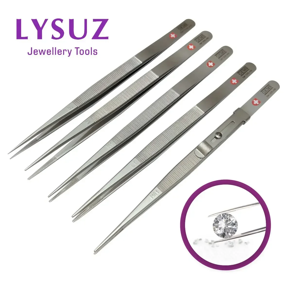 Switzerland Made GEMS Diamond GemstoneTweezers High Quality Stainless Steel Jewelry Grooved Tip Slick Lock Tweezers Tools
Switzerland Made GEMS Diamond GemstoneTweezers High Quality Stainless Steel Jewelry Grooved Tip Slick Lock Tweezers Tools