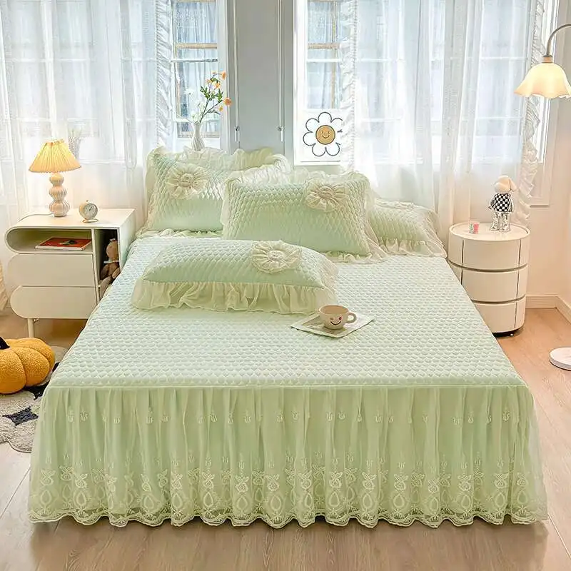 3Pcs Korean Princess Cotton Bed Skirt Single Piece Bed Cover Solid Color Lace Dustproof Bed Cover
3Pcs Korean Princess Cotton Bed Skirt Single Piece Bed Cover Solid Color Lace Dustproof Bed Cover