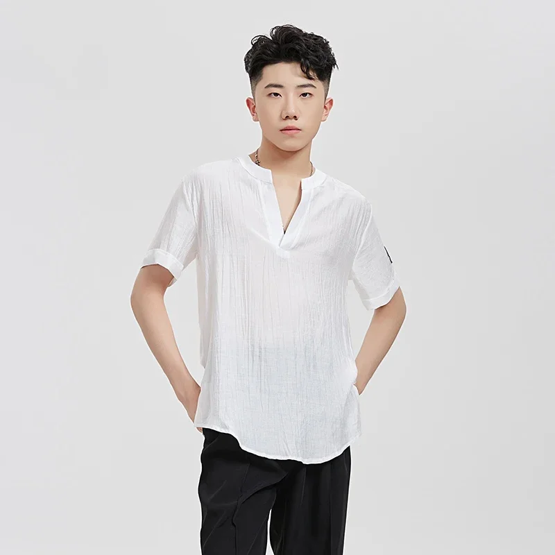 2026 New Mens Latin Dance Tops Ballroom Dance Stage Performance Short Sleeves Shirt Adult Tango Samba Dancing Costume XH1039
2026 New Mens Latin Dance Tops Ballroom Dance Stage Performance Short Sleeves Shirt Adult Tango Samba Dancing Costume XH1039