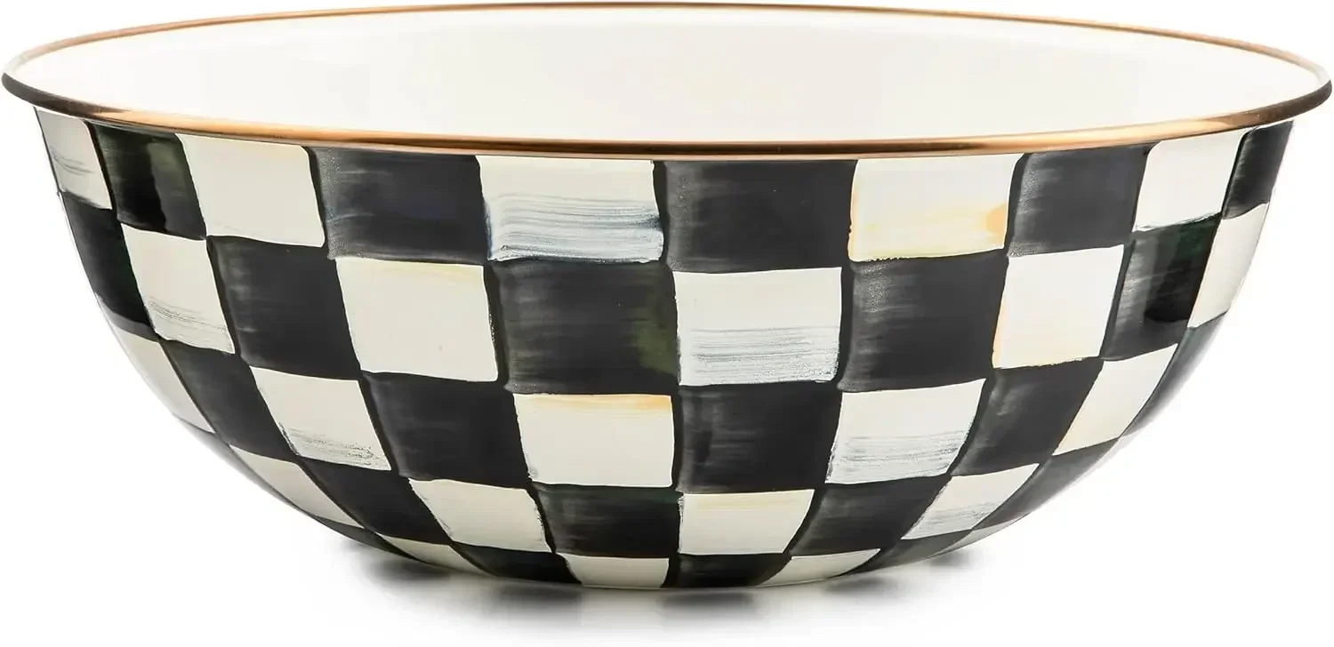 Enamel Everyday Bowl, Serving Bowl for Entertaining, Extra-Large, Black-and-White Courtly Check, Set of 1
Enamel Everyday Bowl, Serving Bowl for Entertaining, Extra-Large, Black-and-White Courtly Check, Set of 1