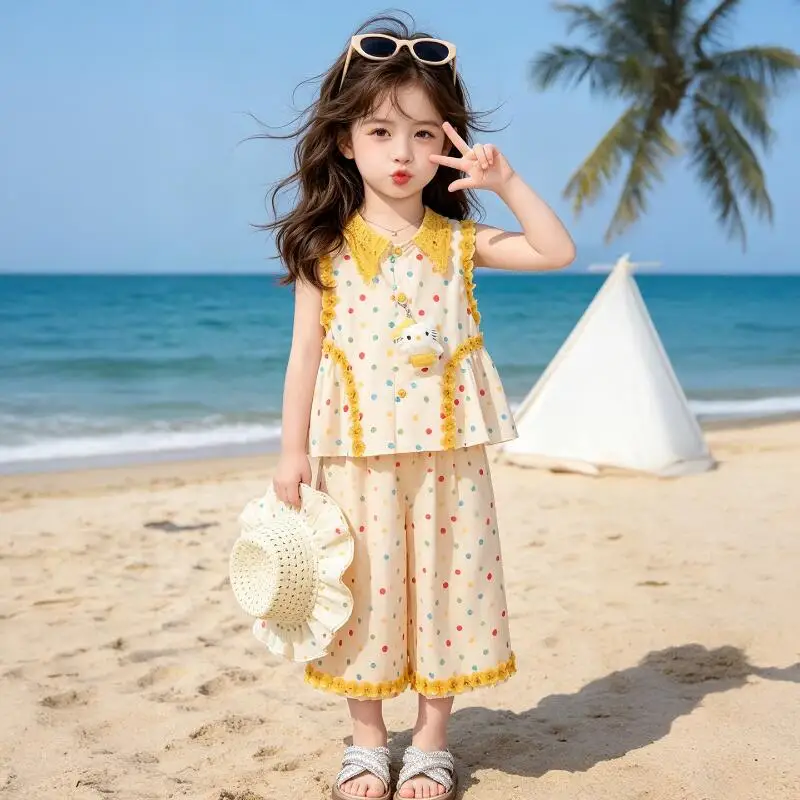 Girls Ruffle Sleeve Straight Pant Suit Summer New Children's Doll Collar T-Shirt Girls Short-Sleeved Wide-Leg Pant Two-Piece Set
Girls Ruffle Sleeve Straight Pant Suit Summer New Children's Doll Collar T-Shirt Girls Short-Sleeved Wide-Leg Pant Two-Piece Set