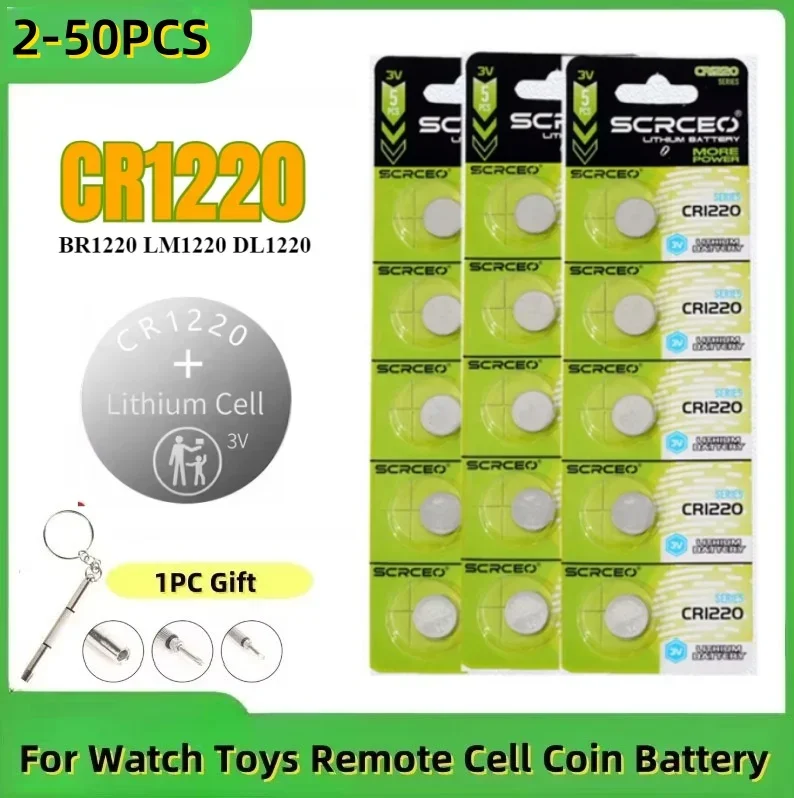 New 2-50PCS CR1220 3V High Performance Lithium Button Battery BR1220 LM1220 DL1220 L04 5012LC Coin Cell Watch Batteries
New 2-50PCS CR1220 3V High Performance Lithium Button Battery BR1220 LM1220 DL1220 L04 5012LC Coin Cell Watch Batteries