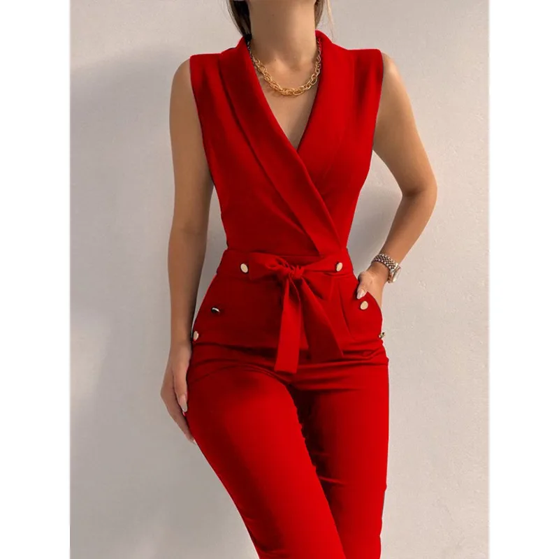 Women Casual V Neck Jumpsuits Button Lace Up Sleeveless Wide Leg Pants Streetwear Overalls Jumpsuit Women
Women Casual V Neck Jumpsuits Button Lace Up Sleeveless Wide Leg Pants Streetwear Overalls Jumpsuit Women