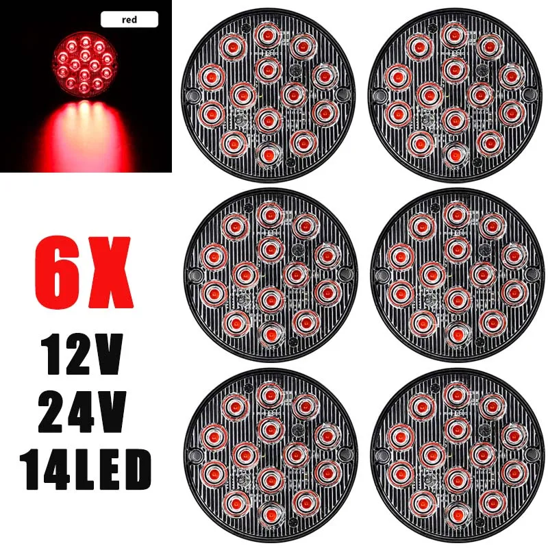 6X/8X Warning Light Round Side Marker Lamp 12-24V 14 LED Side Signal Warning Light Flashing Taillight Running Lamp For Vehicle
6X/8X Warning Light Round Side Marker Lamp 12-24V 14 LED Side Signal Warning Light Flashing Taillight Running Lamp For Vehicle
