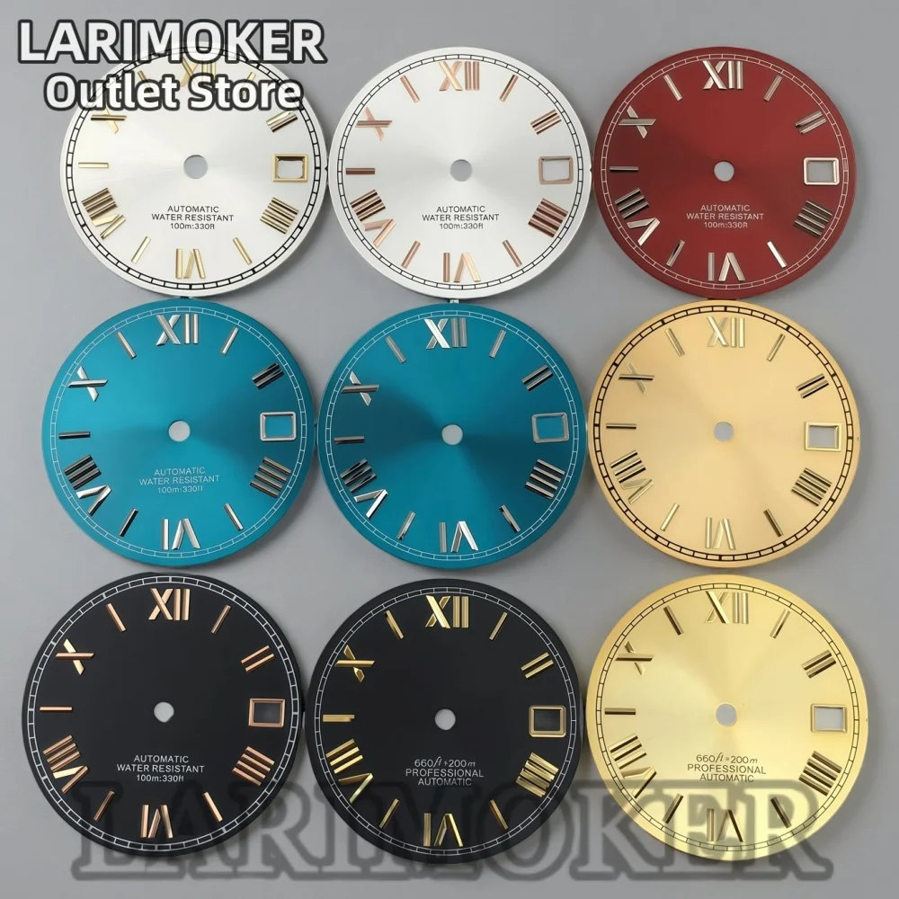 LARIMOKER 29mm Black Blue Gold Red White Dial Roman Numeral Markers Date Window Suitable for NH35 Movement Watch Accessories
LARIMOKER 29mm Black Blue Gold Red White Dial Roman Numeral Markers Date Window Suitable for NH35 Movement Watch Accessories