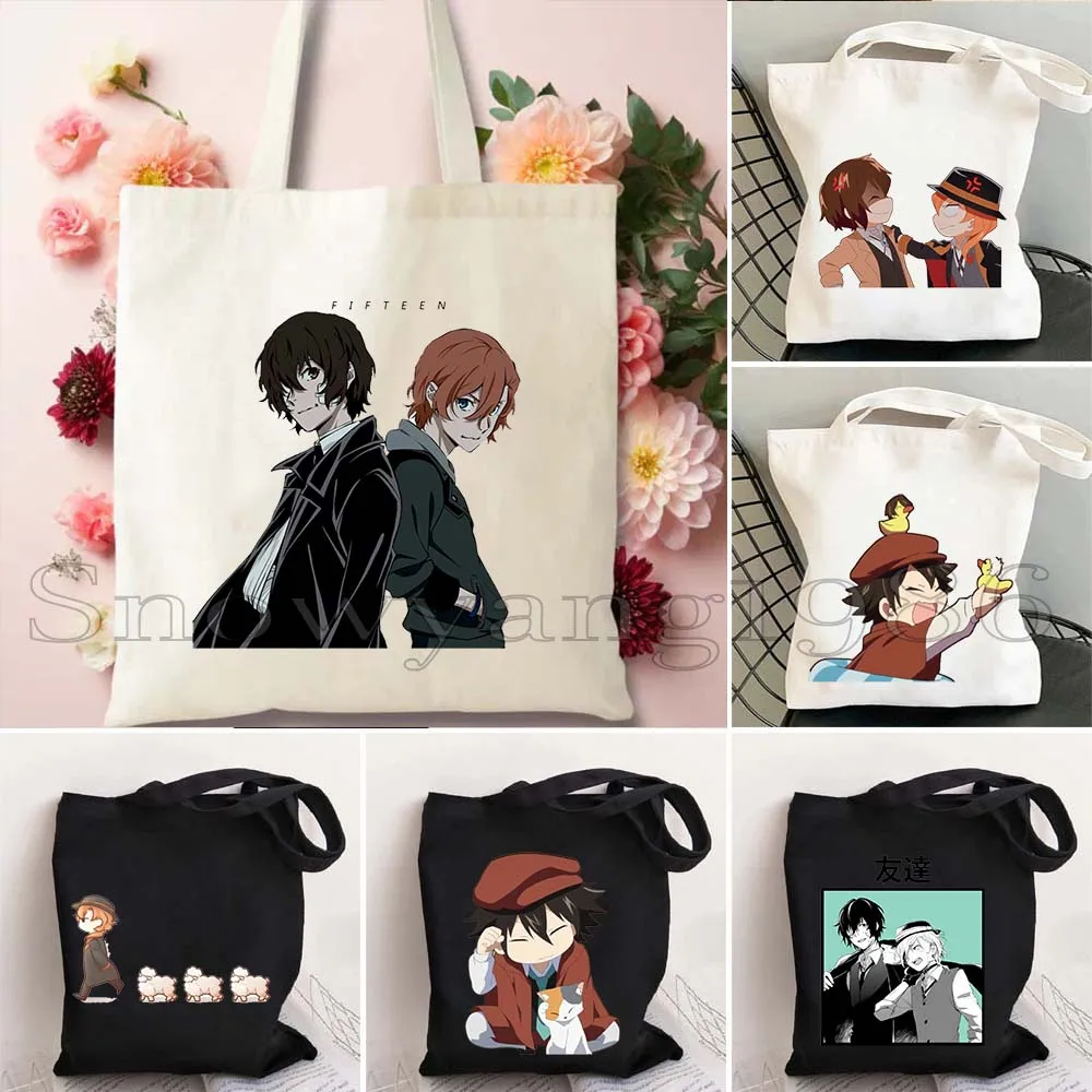 Anime Bungou Stray Dogs Cute Cartoon Canvas Shoulder Tote Bag Chuuya Nakahara Osamu Dazai Shopping Women Girls Casual Handbag
Anime Bungou Stray Dogs Cute Cartoon Canvas Shoulder Tote Bag Chuuya Nakahara Osamu Dazai Shopping Women Girls Casual Handbag