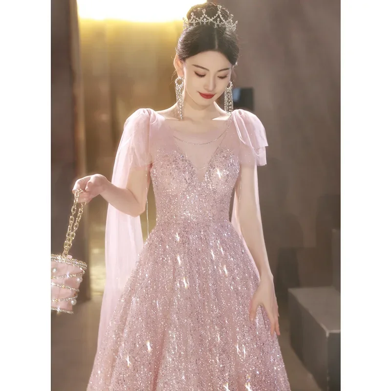 2025 Pink Glitter Evening Dress New Summer Fairy Temperament Banquet Birthday Graduation Dress Adult Princess Engagement Dress
2025 Pink Glitter Evening Dress New Summer Fairy Temperament Banquet Birthday Graduation Dress Adult Princess Engagement Dress