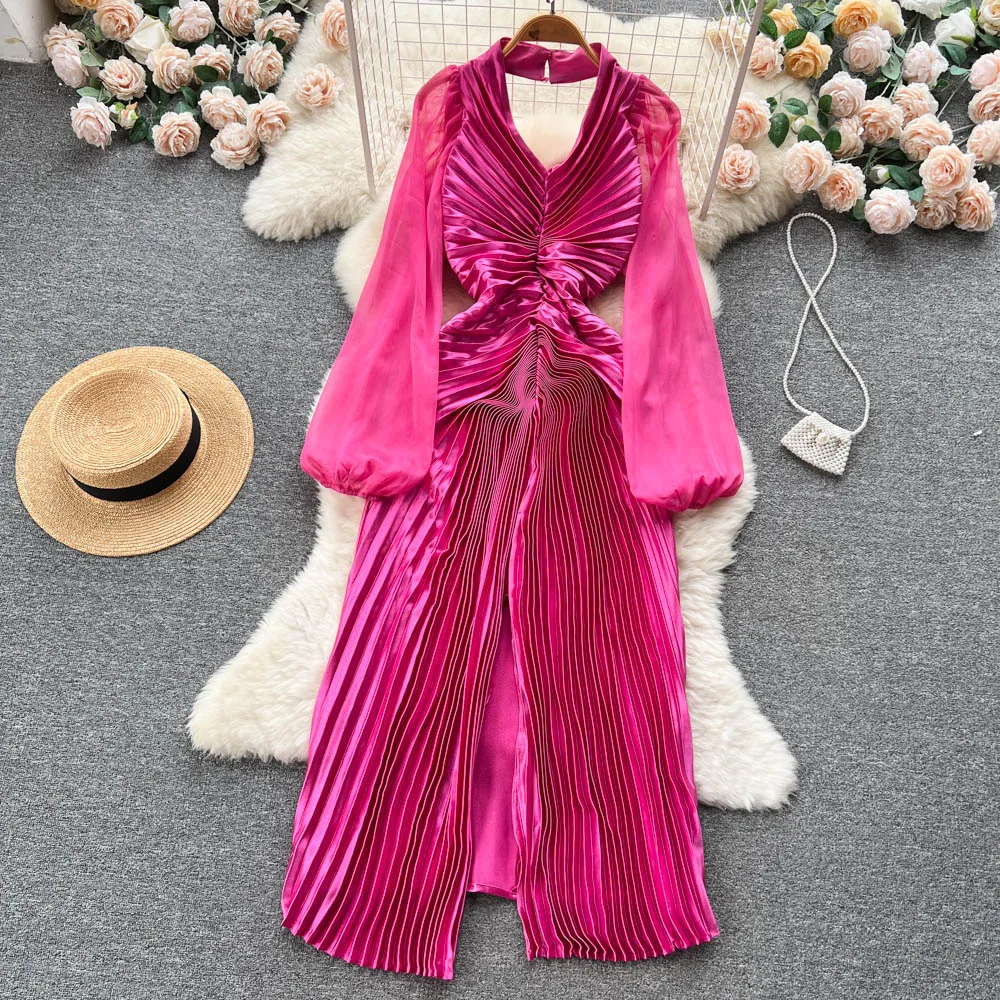 Luxury Fashion Elegant 2023 Spring Korean Sweet Women's Pleated V Neck High Waist Stiching Chiffon Pleated Split Long Vestidos
Luxury Fashion Elegant 2023 Spring Korean Sweet Women's Pleated V Neck High Waist Stiching Chiffon Pleated Split Long Vestidos