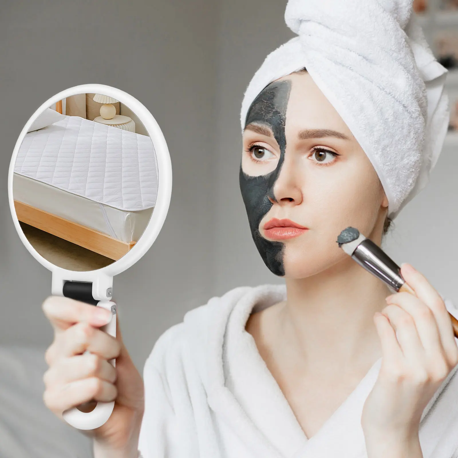 Handheld Foldable Dual Sided Makeup Mirror with Standard and Magnifying Views Portable Travel Mirror Lightweight
Handheld Foldable Dual Sided Makeup Mirror with Standard and Magnifying Views Portable Travel Mirror Lightweight