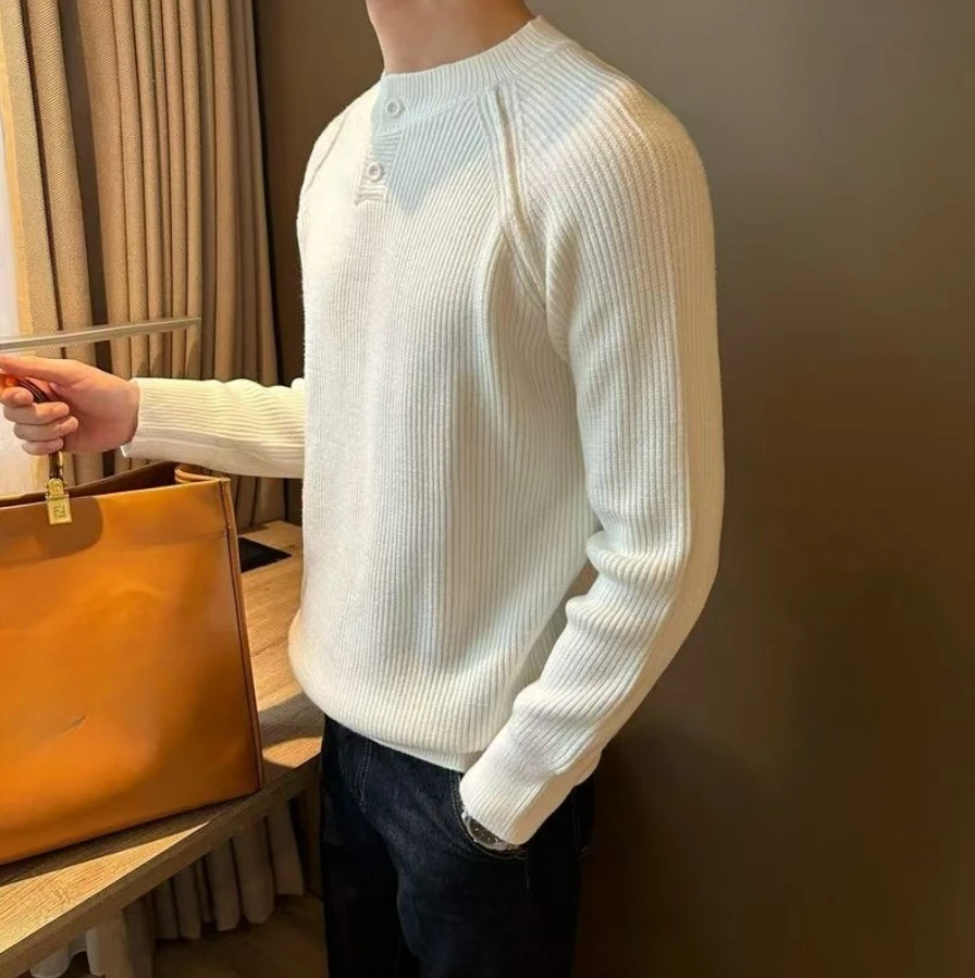 Solid color Sweater Stereoscopic Shoulder Line Design Black Pullover Men's Autumn Winter Warm Round Neck Thick Knit Sweater
Solid color Sweater Stereoscopic Shoulder Line Design Black Pullover Men's Autumn Winter Warm Round Neck Thick Knit Sweater