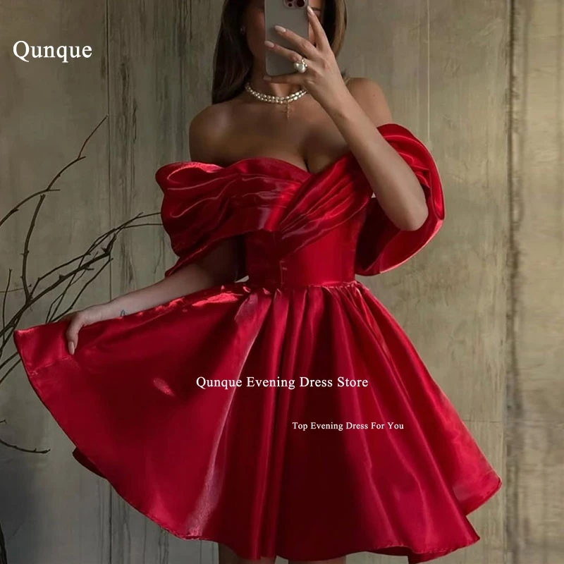 Qunque Off The Shoulder Graduation Dresses Pleats Satin Sparkle Short Robe De Soiree De Mariage For Women Party Gowns Customized
Qunque Off The Shoulder Graduation Dresses Pleats Satin Sparkle Short Robe De Soiree De Mariage For Women Party Gowns Customized
