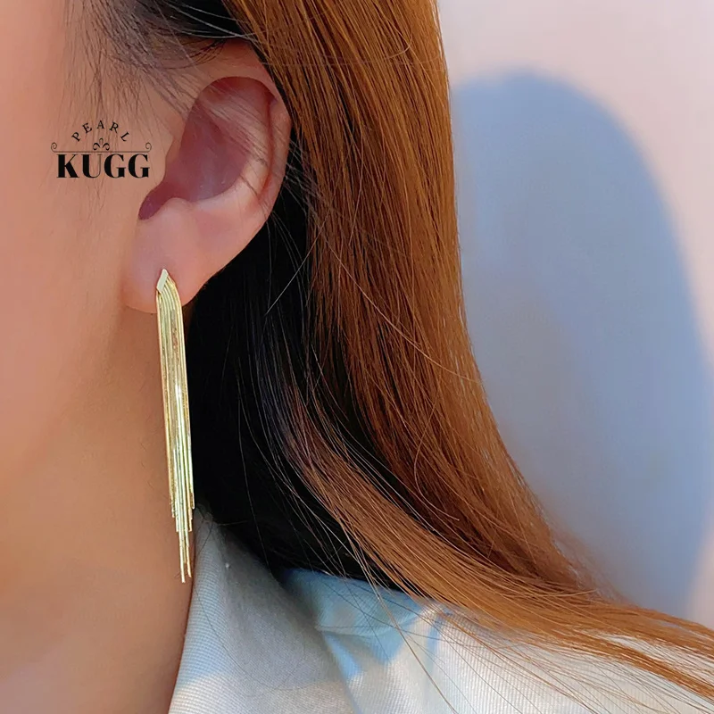 KUGG 100% 18K White/Yellow Gold Earrings Elegant Snake Bone chain Design Shiny INS Style Drop Earrings Women High Party Jewelry
KUGG 100% 18K White/Yellow Gold Earrings Elegant Snake Bone chain Design Shiny INS Style Drop Earrings Women High Party Jewelry