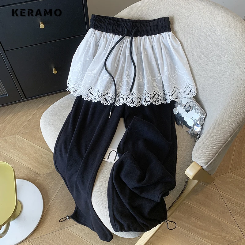 2025 Spring Vintage Sweet High Waist Wide Leg Lace Patchwork Pants Women's Casual Fashion Loose Soft Full Length Trousers
2025 Spring Vintage Sweet High Waist Wide Leg Lace Patchwork Pants Women's Casual Fashion Loose Soft Full Length Trousers