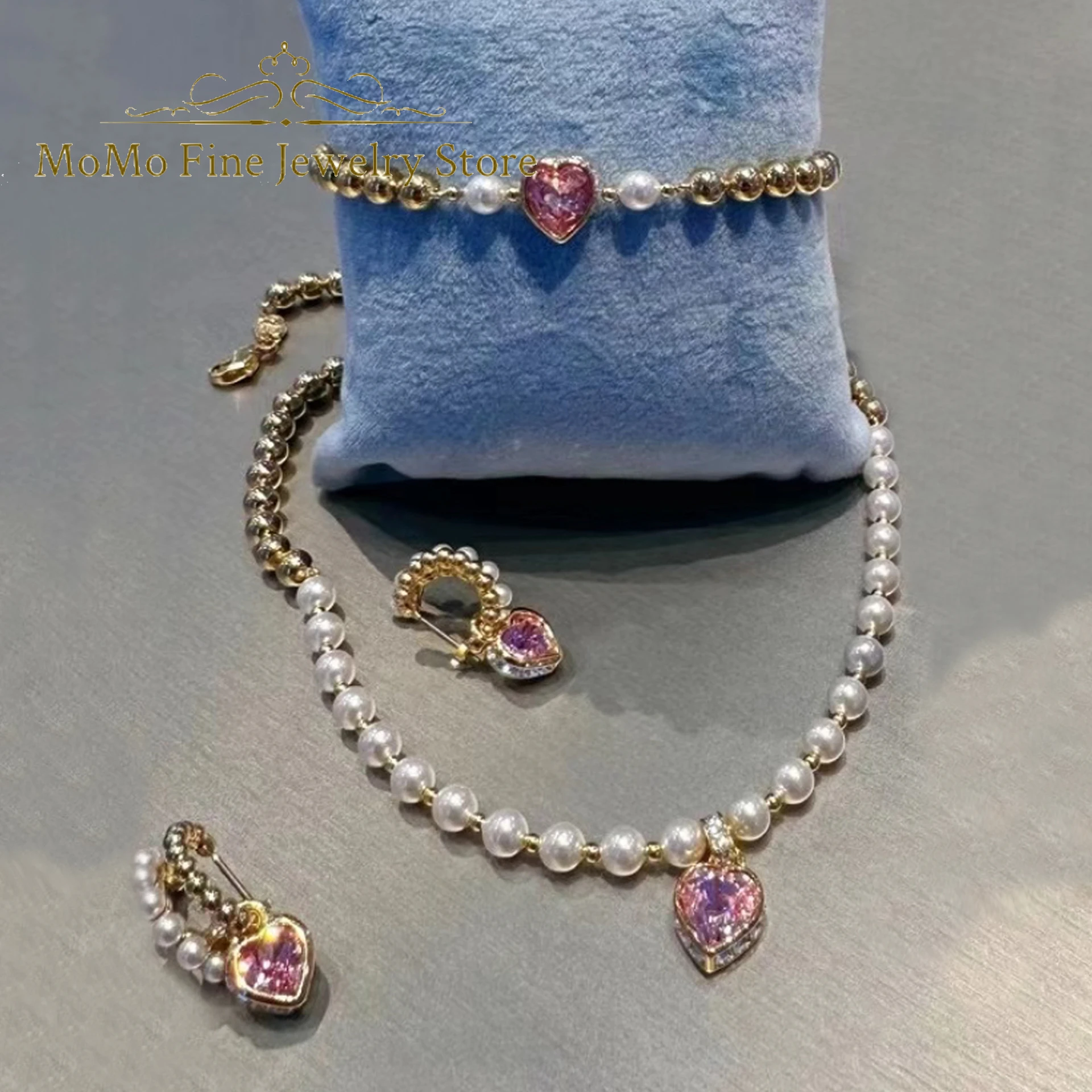 Original 2025 Luxury Pearl Wedding Jewelry Set Pink Heart Shaped Crystal Pendant Fashion Necklace Earrings Romantic Women's Gift
Original 2025 Luxury Pearl Wedding Jewelry Set Pink Heart Shaped Crystal Pendant Fashion Necklace Earrings Romantic Women's Gift