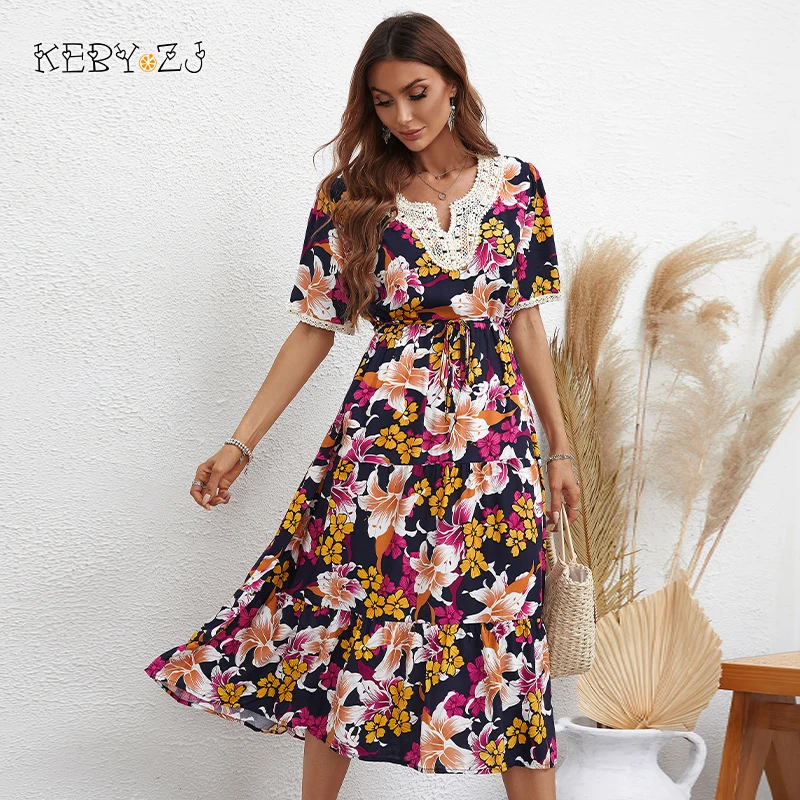 KEBY ZJ Summer Woman Elegant Midi Dress Urban Party Casual Beach Holiday V Neck Viscose Vestidos Flower Printed Vintage Dresses
KEBY ZJ Summer Woman Elegant Midi Dress Urban Party Casual Beach Holiday V Neck Viscose Vestidos Flower Printed Vintage Dresses