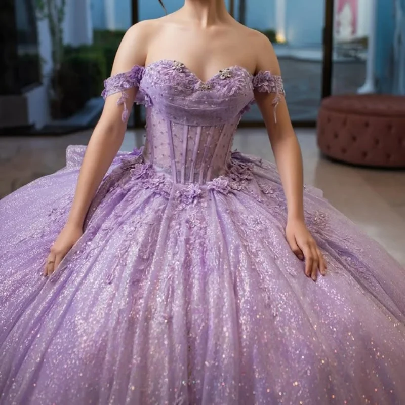 Блестящее фиолетовое платье Quinceanera с открытыми плечами, блестящая вышивка бисером, длинный хвост, бант, платья de 15, Quinceanera Настроить
Блестящее фиолетовое платье Quinceanera с открытыми плечами, блестящая вышивка бисером, длинный хвост, бант, платья de 15, Quinceanera Настроить