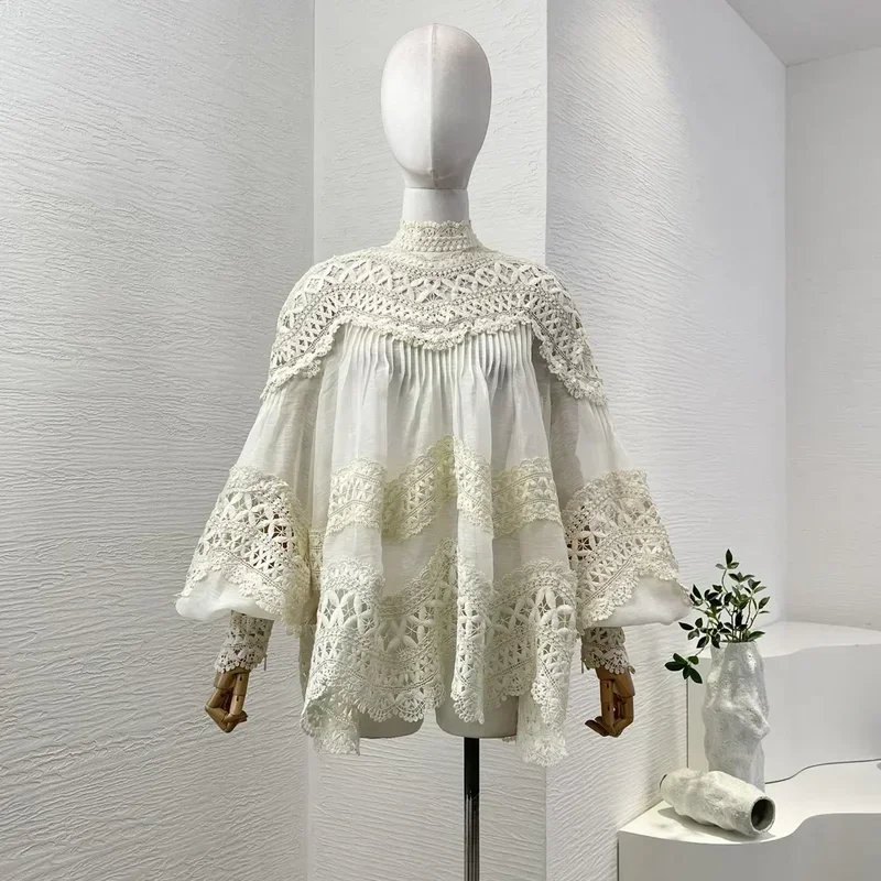 Linen Silk High Quality New Arrivals Hollow Out Long Lantern Sleeve Braid Embroidery Women Vintage Loose Blouse Tops
Linen Silk High Quality New Arrivals Hollow Out Long Lantern Sleeve Braid Embroidery Women Vintage Loose Blouse Tops