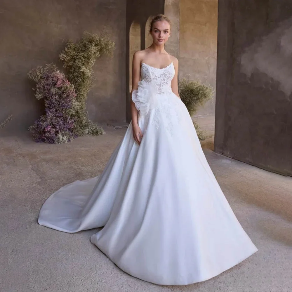 Customized A-line Button Wedding Dresses Scoop-neck For Women Charming Sleeveless Lace Applique Bridal Gown Vestidos De Novia
Customized A-line Button Wedding Dresses Scoop-neck For Women Charming Sleeveless Lace Applique Bridal Gown Vestidos De Novia