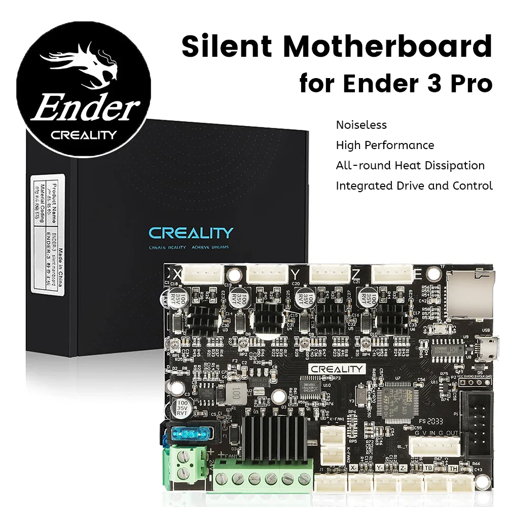 Creality 3D Printer Ender 3 Pro Silent Motherboard Kit 32 Bit Upgraded High Performance V4.2.7
Creality 3D Printer Ender 3 Pro Silent Motherboard Kit 32 Bit Upgraded High Performance V4.2.7