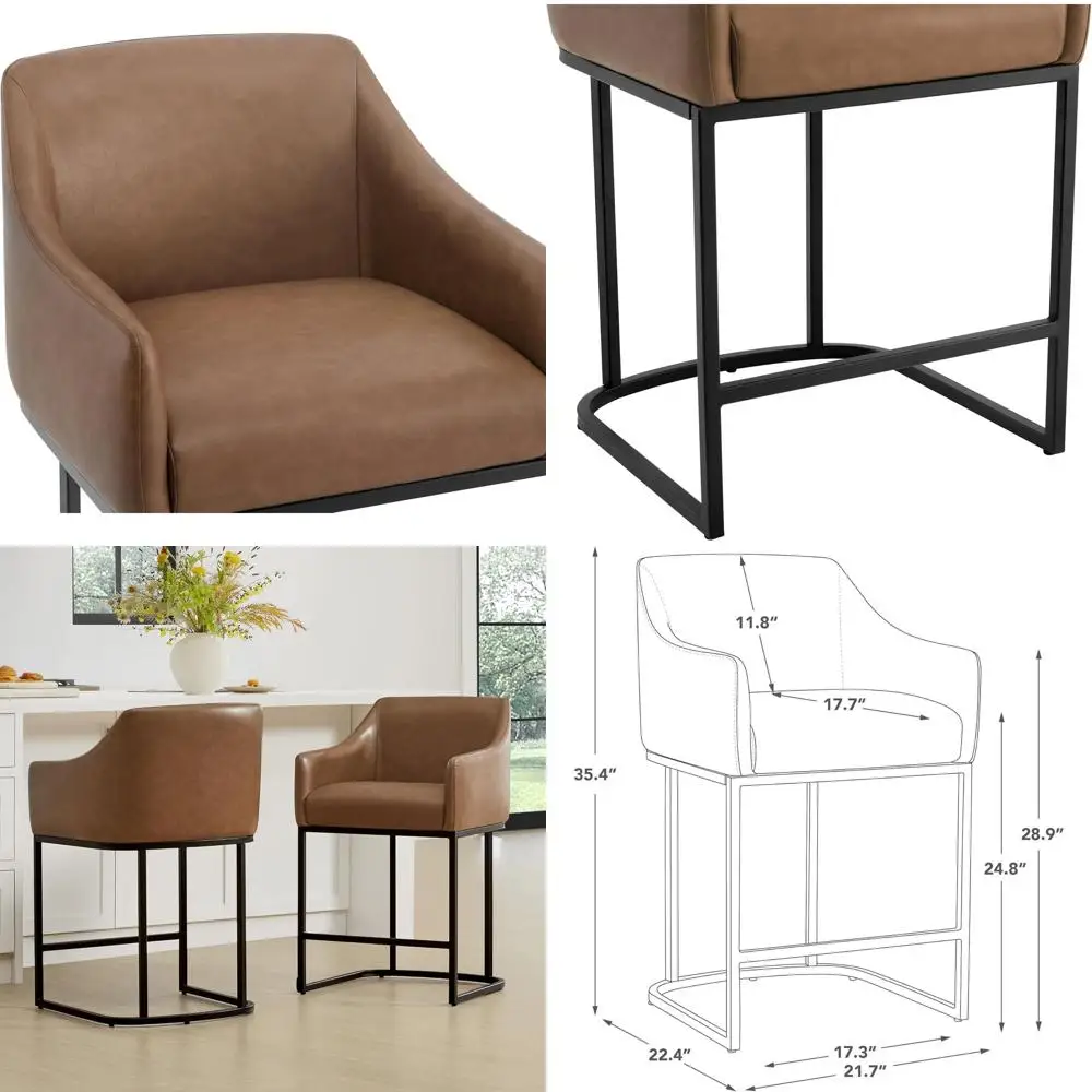 Комплект из 2-х коричневых барных стульев из искусственной кожи с спинкой и подлокотниками, высотой 24 дюйма, для кухонного острова
Комплект из 2-х коричневых барных стульев из искусственной кожи с спинкой и подлокотниками, высотой 24 дюйма, для кухонного острова