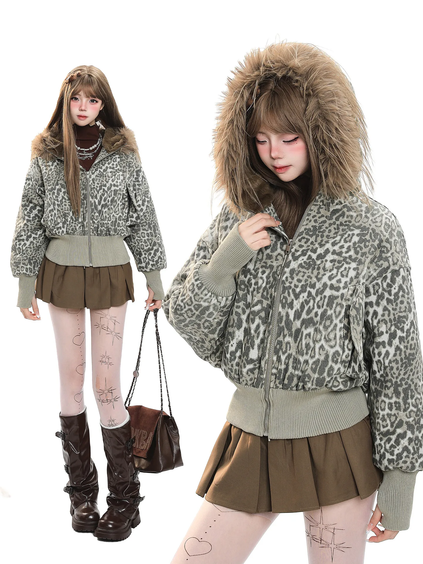 Утепленная хлопковая куртка-пальто женская зимняя с большим меховым воротником, капюшоном и поясом на талии, элитный дизайн с леопардовым принтом
Утепленная хлопковая куртка-пальто женская зимняя с большим меховым воротником, капюшоном и поясом на талии, элитный дизайн с леопардовым принтом