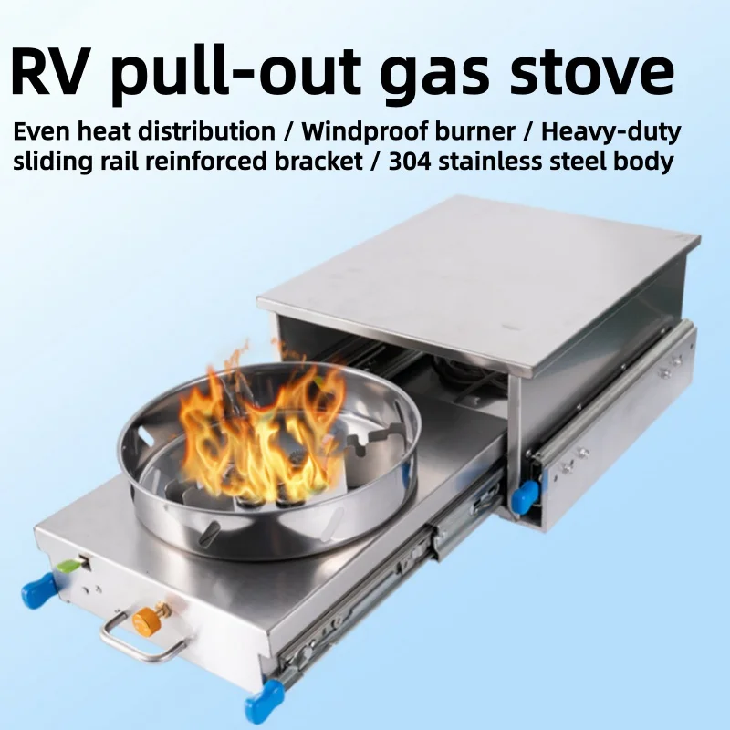 RV Pull-out Design One Burner Gas Stove Stainless Steel Kitchen Cooker Combo for Caravan Motorhome Yacht Marine Cooktop
RV Pull-out Design One Burner Gas Stove Stainless Steel Kitchen Cooker Combo for Caravan Motorhome Yacht Marine Cooktop