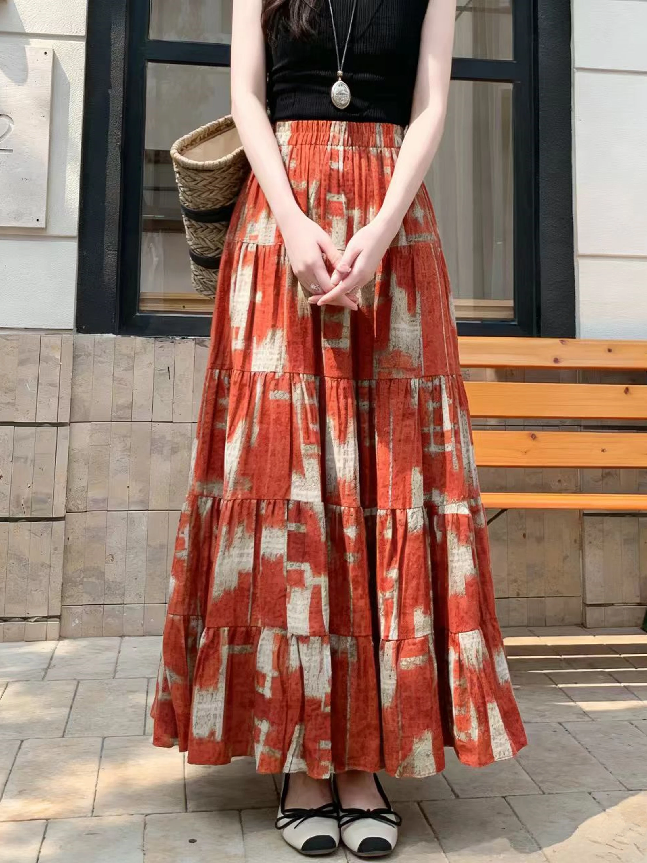 Retro Red Chiffon A-Line Skirt High Waist Thin Long Summer Skirts Women's Gauze Pleated Korean Style Commute Polyester Fiber
Retro Red Chiffon A-Line Skirt High Waist Thin Long Summer Skirts Women's Gauze Pleated Korean Style Commute Polyester Fiber