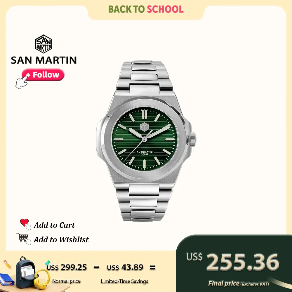 San Martin 42mm Men Dress Watch Luxury Mechanical Timepiece 200m Waterproof Sapphire PT5000 or SW200 Automatic Movement SN0076
San Martin 42mm Men Dress Watch Luxury Mechanical Timepiece 200m Waterproof Sapphire PT5000 or SW200 Automatic Movement SN0076