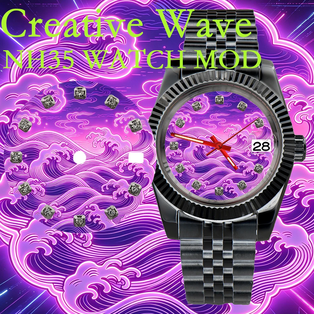 watch dial 28.5MM mod Wave Watch Dial for NH35 NH36 Movement Art Luminous Watch Face Custom Mod Parts for Men's Automatic Watch
watch dial 28.5MM mod Wave Watch Dial for NH35 NH36 Movement Art Luminous Watch Face Custom Mod Parts for Men's Automatic Watch