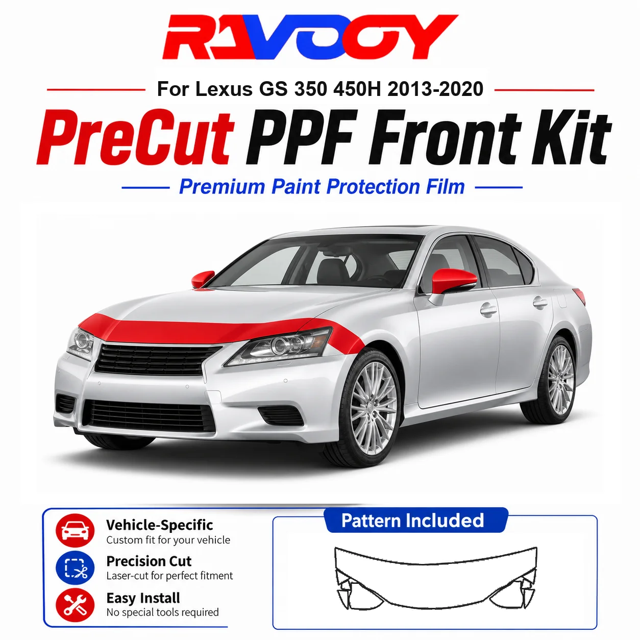 8.5mil TPU Precut PPF Kit For Lexus GS 350 450H 2013-2020 - Hood, Fenders & Mirror Set - Self-Healing Clear Bra Film
8.5mil TPU Precut PPF Kit For Lexus GS 350 450H 2013-2020 - Hood, Fenders & Mirror Set - Self-Healing Clear Bra Film