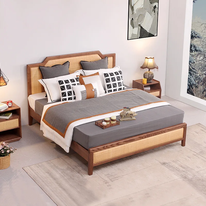 Rattan solid wood furniture 1.8 double bed master bedroom 1.5 meters retro bed small apartment
Rattan solid wood furniture 1.8 double bed master bedroom 1.5 meters retro bed small apartment