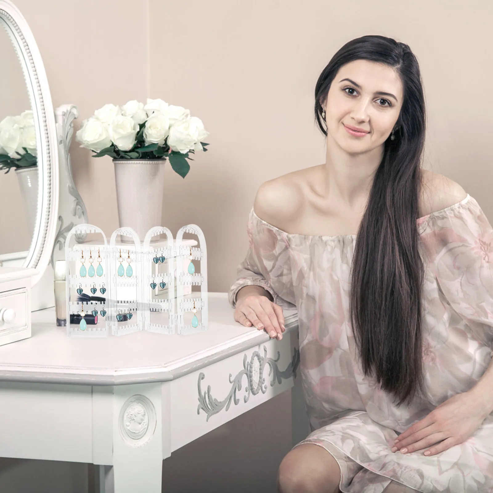 Acrylic Earrings Holder Foldable Jewelry Organizer Rack Necklace Display Stand for Earrings Display Rack Storage
Acrylic Earrings Holder Foldable Jewelry Organizer Rack Necklace Display Stand for Earrings Display Rack Storage