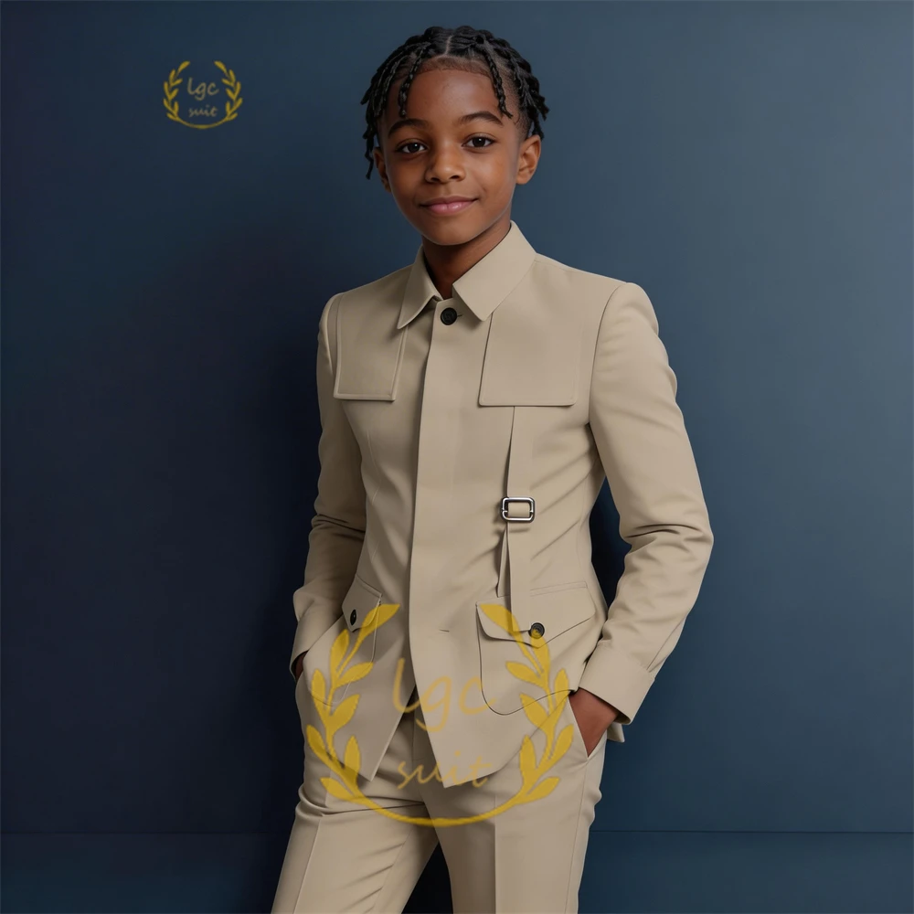 Boys' Custom 2-Piece Suit, Asymmetric Buckle Stand Collar Blazer & Cargo Pocket Trousers for Weddings & Formal Events
Boys' Custom 2-Piece Suit, Asymmetric Buckle Stand Collar Blazer & Cargo Pocket Trousers for Weddings & Formal Events