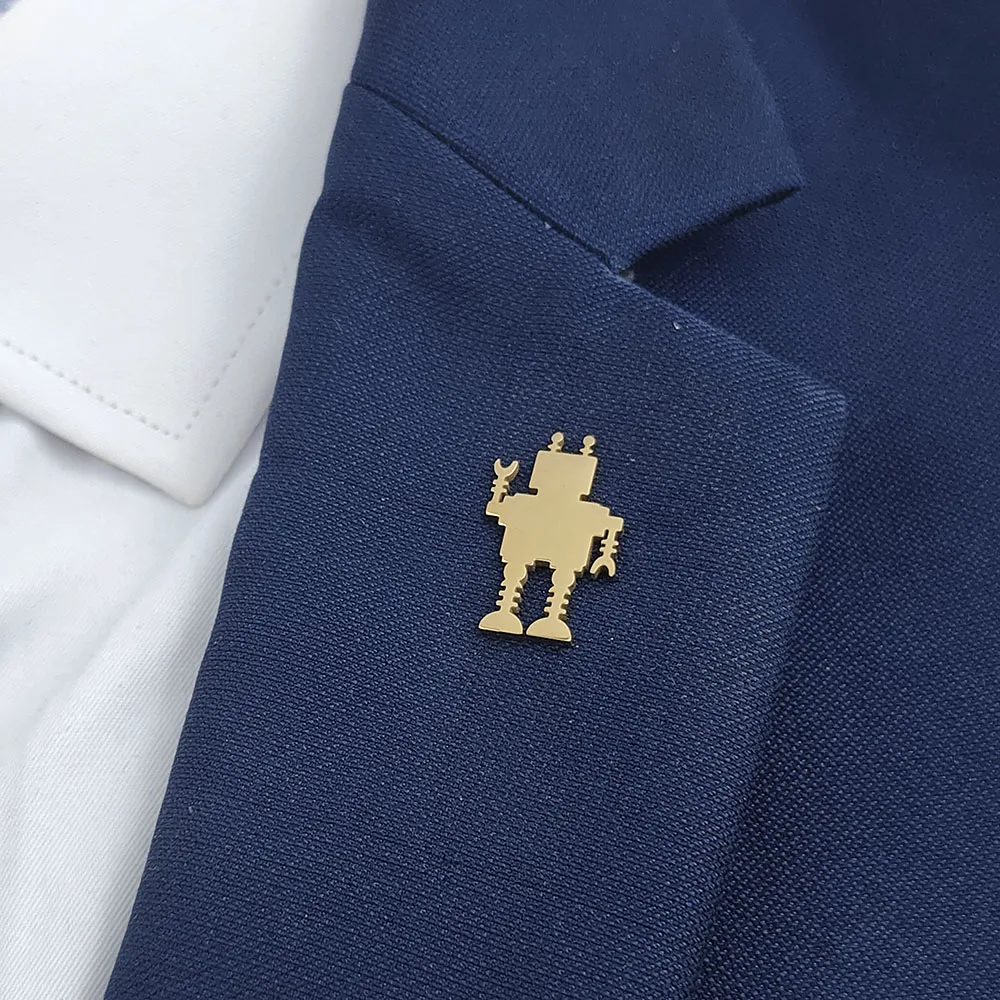 Unique 18K-gold-plated stainless steel brooch: cool robot badge design, fashionable lapel pin, suitable for daily gift-giving
Unique 18K-gold-plated stainless steel brooch: cool robot badge design, fashionable lapel pin, suitable for daily gift-giving