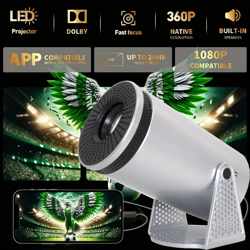 Portable Mini Projector, eu plug, with Auto Keystone Correction Home Theater Projector with Built-in Speaker Remote Control
Portable Mini Projector, eu plug, with Auto Keystone Correction Home Theater Projector with Built-in Speaker Remote Control