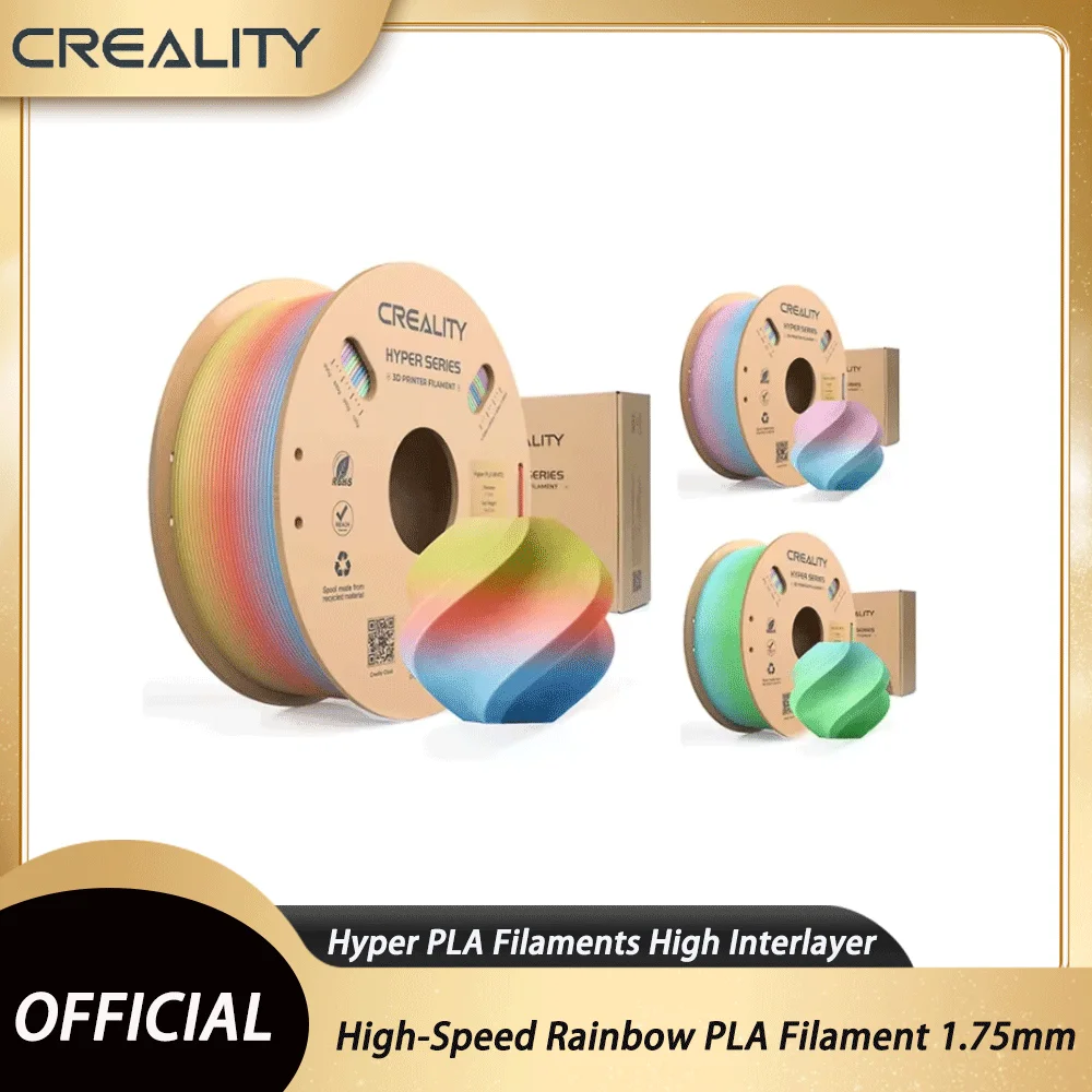 Creality High-Speed Rainbow PLA Filament 1.75mm 1KG Hyper PLA Filaments High Interlayer Strength 3D Printing Material
Creality High-Speed Rainbow PLA Filament 1.75mm 1KG Hyper PLA Filaments High Interlayer Strength 3D Printing Material