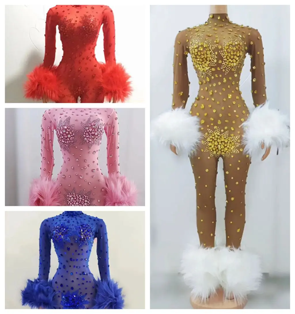 Sexy New Singer Rhinestones Bodysuit Nightclub Bar Gogo Dance Clothing Stretch Fur Splicing Jumpsuit Drag Queen Party Costume
Sexy New Singer Rhinestones Bodysuit Nightclub Bar Gogo Dance Clothing Stretch Fur Splicing Jumpsuit Drag Queen Party Costume