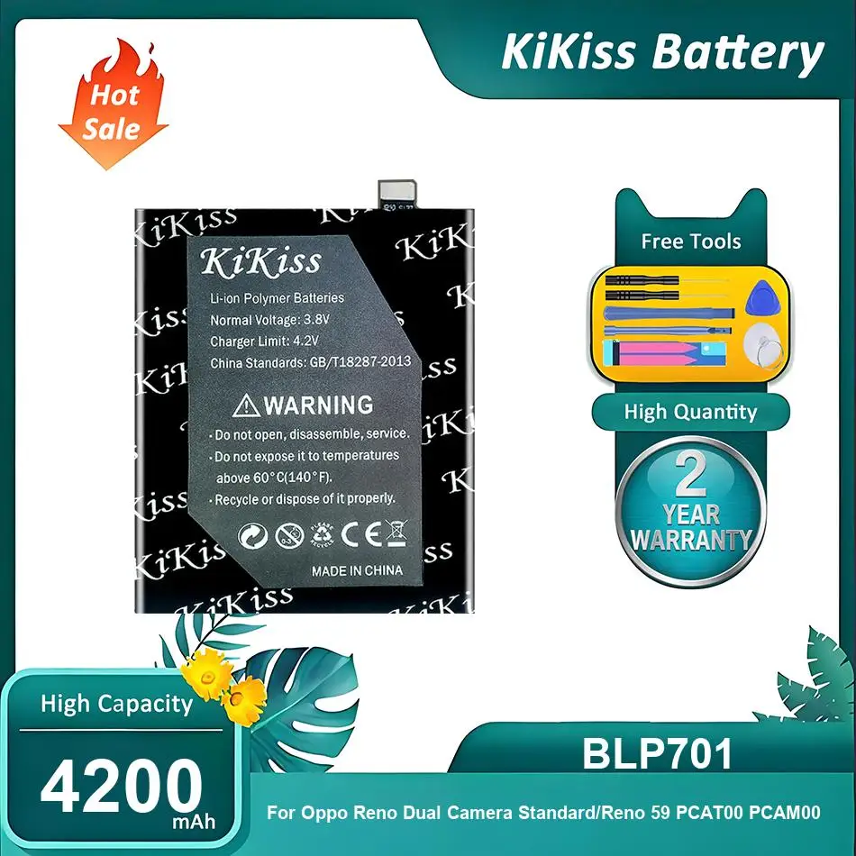 KiKiss Battery For Oppo Reno Dual Camera Standard/Reno 59 PCAT00 PCAM00,BLP701,4200mAh
KiKiss Battery For Oppo Reno Dual Camera Standard/Reno 59 PCAT00 PCAM00,BLP701,4200mAh