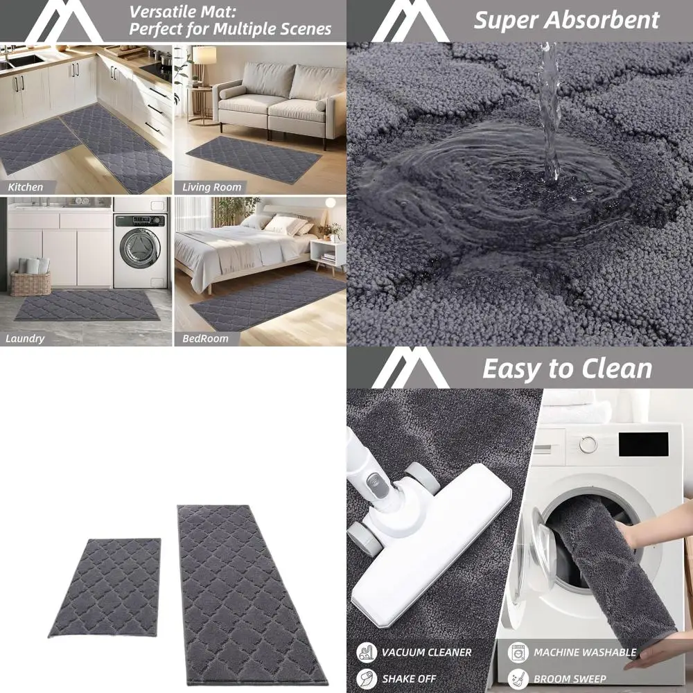 Набор впитывающих кухонных ковриков из 2 шт., 24x35/24x60 дюймов, нескользящие, моющиеся, полиэстер, темно-серые
Набор впитывающих кухонных ковриков из 2 шт., 24x35/24x60 дюймов, нескользящие, моющиеся, полиэстер, темно-серые