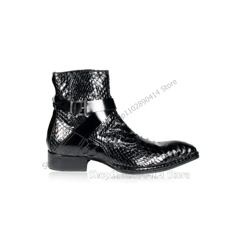 Black Crocodile Print Belt Fastener Decor Boots Fashion Side Zipper Men Boots Luxury Handmade Party Feast Office Men Dress Shoes
Black Crocodile Print Belt Fastener Decor Boots Fashion Side Zipper Men Boots Luxury Handmade Party Feast Office Men Dress Shoes