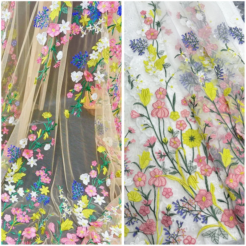 Luxury Floral Embroidery Fabric Colorful 3D Flower Lace Tulle Fabric DIY Sewing Stage Costume Wedding Dress Cheongsam Crafts
Luxury Floral Embroidery Fabric Colorful 3D Flower Lace Tulle Fabric DIY Sewing Stage Costume Wedding Dress Cheongsam Crafts