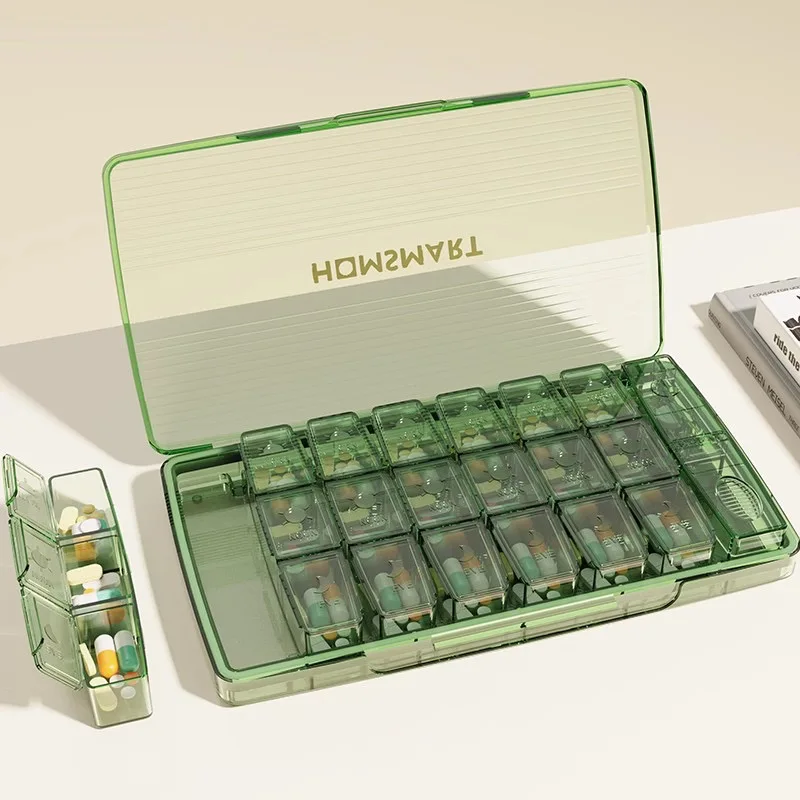1-7-day medication distribution box - equipped with 7 pieces of 21 grid medication boxes and a medicine cutter
1-7-day medication distribution box - equipped with 7 pieces of 21 grid medication boxes and a medicine cutter