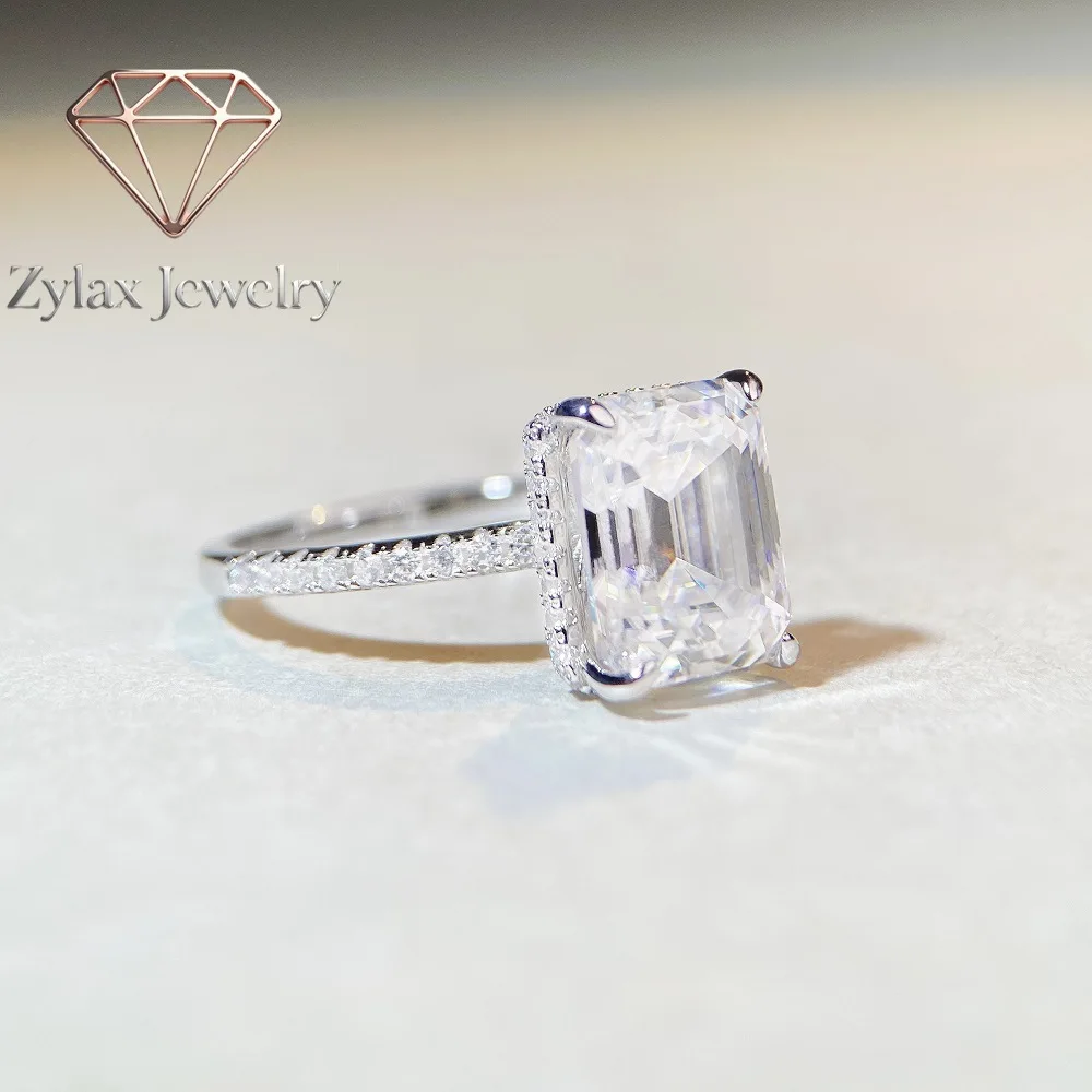 Zylax Jewelry Luxury Solid Platinum PT950 4 karat Moissanite Ring Women's Emerald Cut Pagoda Diamond Ring
Zylax Jewelry Luxury Solid Platinum PT950 4 karat Moissanite Ring Women's Emerald Cut Pagoda Diamond Ring