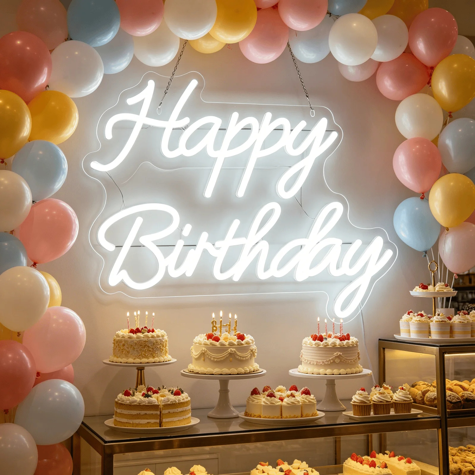 Happy Birthday White LED Neon Sign USB Wall Light Bakery Birthday Party Decor
Happy Birthday White LED Neon Sign USB Wall Light Bakery Birthday Party Decor