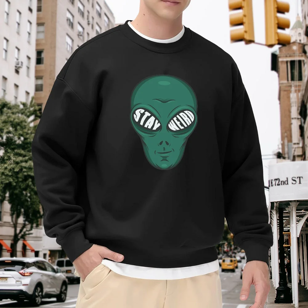 Men's Black Crew Neck Loose Sweatshirt with Alien Print, Trendy Top, Street Casual Style, Versatile for Everyday Wear, Comfortable, Breathable, and Non-Shrinkable
Men's Black Crew Neck Loose Sweatshirt with Alien Print, Trendy Top, Street Casual Style, Versatile for Everyday Wear, Comfortable, Breathable, and Non-Shrinkable