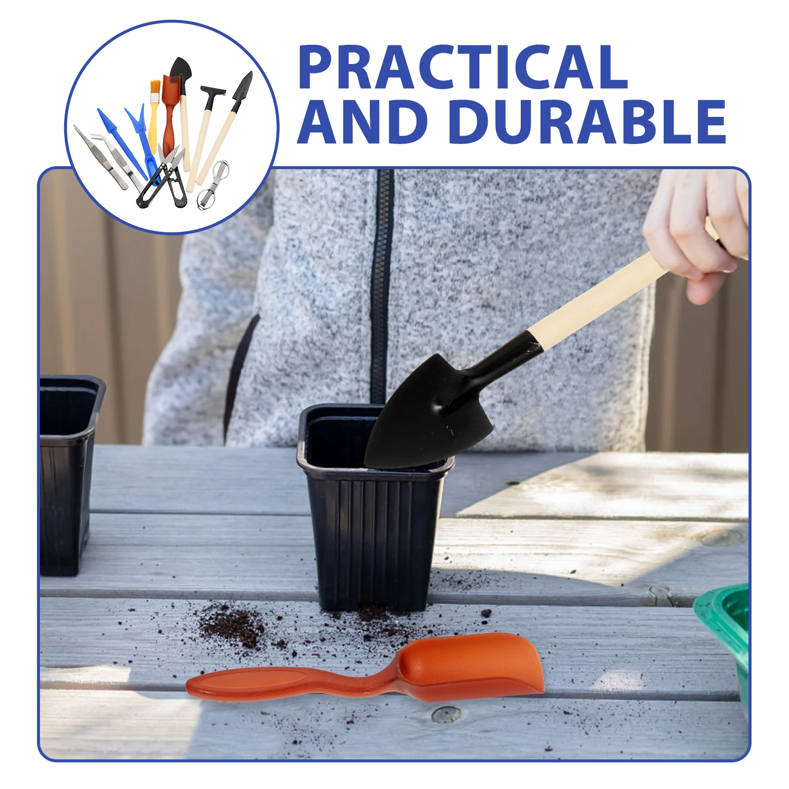 1 Garden Set Durable Wooden Metal Shovels Rake Tweezers Soil Loosening Transplanting Tools For Gardening Flowerpot Cultivation 
1 Garden Set Durable Wooden Metal Shovels Rake Tweezers Soil Loosening Transplanting Tools For Gardening Flowerpot Cultivation