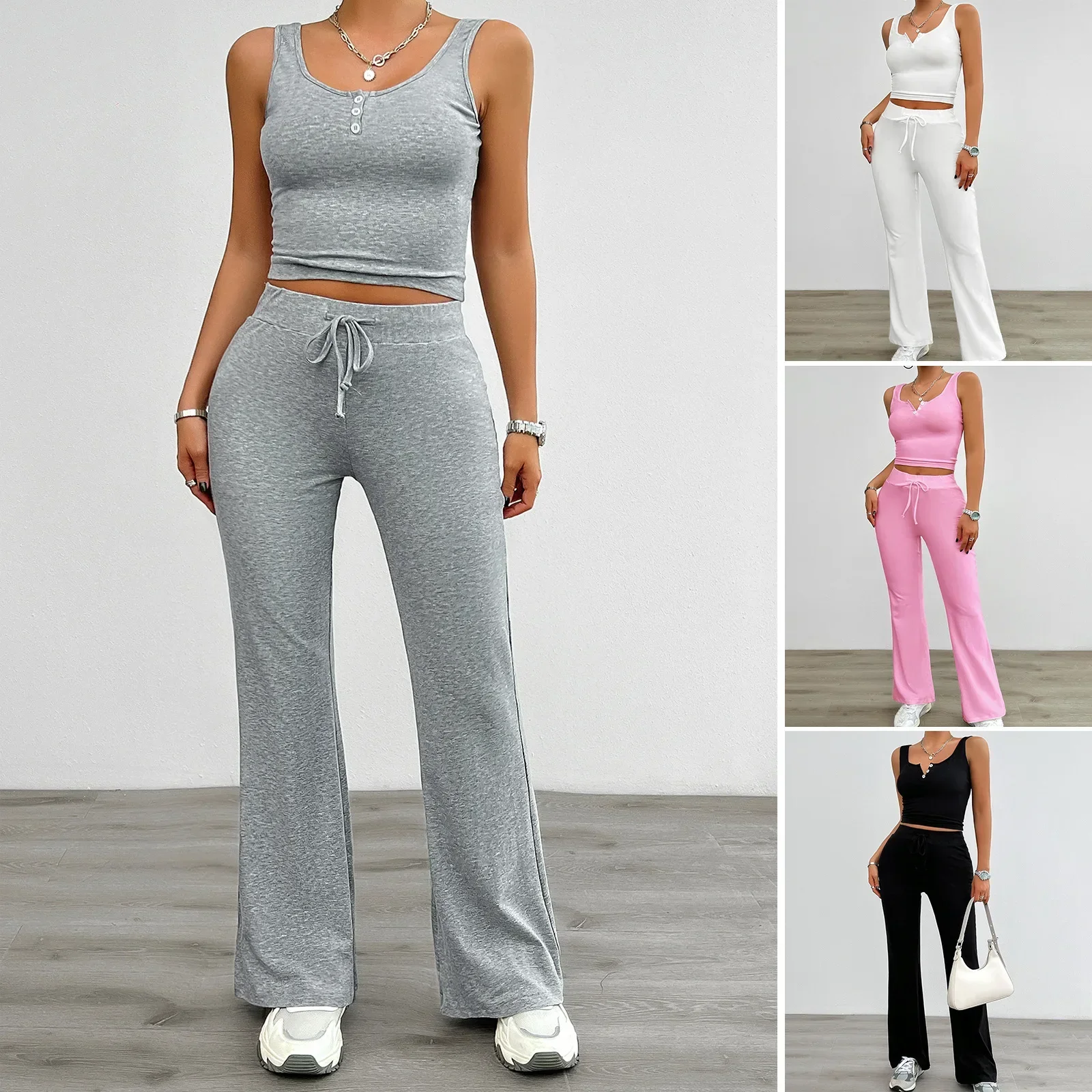 Женские новые летние комплекты из 2 предметов, однотонный женский камзол с круглым вырезом и шнурком, тонкие женские брюки, распродажа женской одежды
Женские новые летние комплекты из 2 предметов, однотонный женский камзол с круглым вырезом и шнурком, тонкие женские брюки, распродажа женской одежды