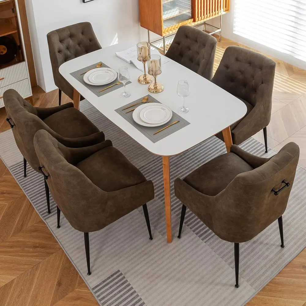 6-Piece Dining Chairs Set with 5.12 Cushions, Metal Legs, Upholstered in Green for Kitchen and Living Room
6-Piece Dining Chairs Set with 5.12 Cushions, Metal Legs, Upholstered in Green for Kitchen and Living Room
