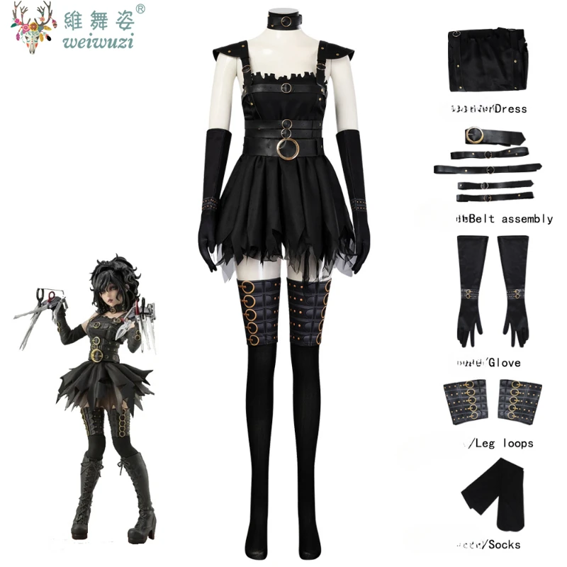 Movie Edward Scissorhands Cosplay Costumes for Adult Women Halloween Party Disguise Female Fancy Dress Role Play Games Wear
Movie Edward Scissorhands Cosplay Costumes for Adult Women Halloween Party Disguise Female Fancy Dress Role Play Games Wear